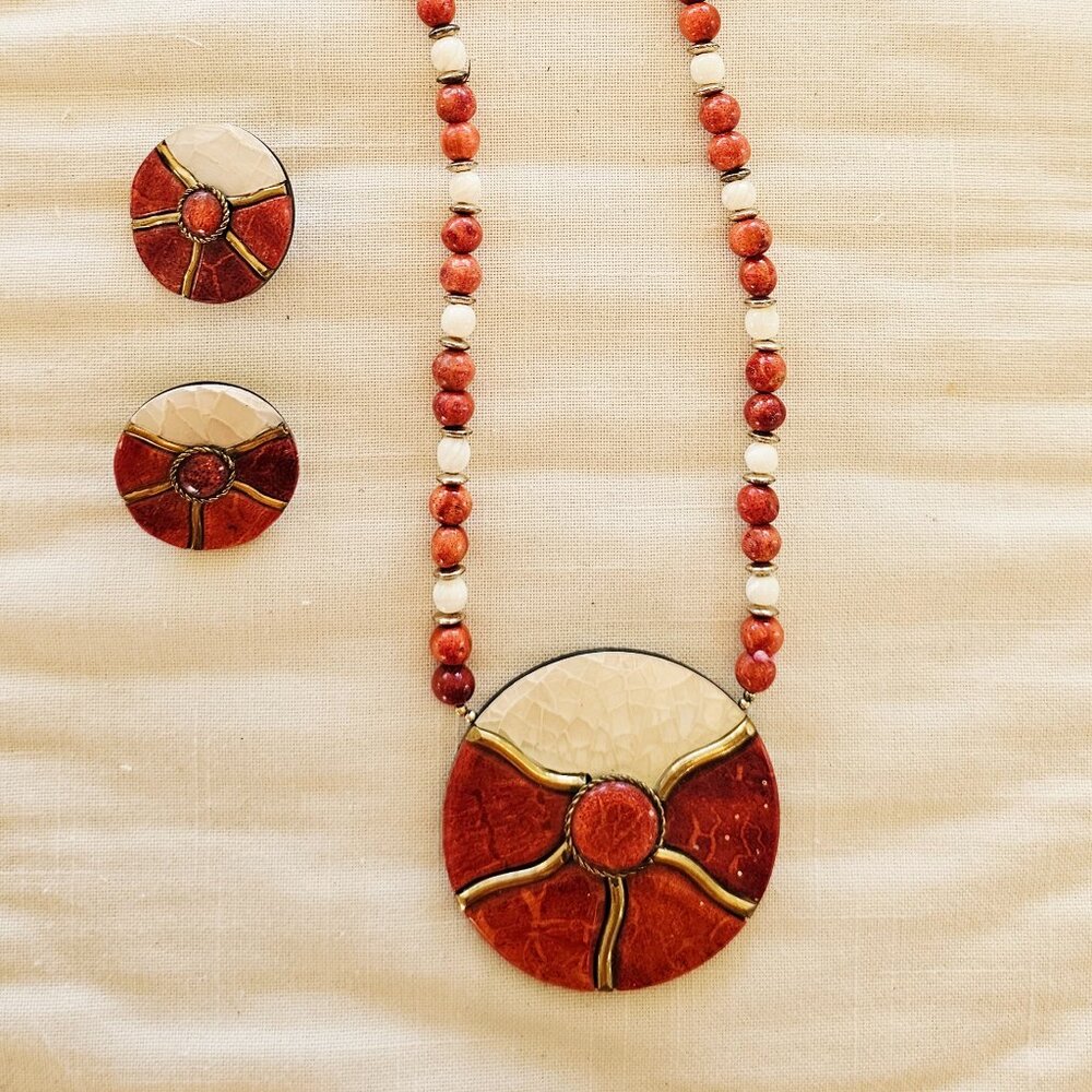 Vintage, beaded, statement necklace and earrings, excellent condition - Picture 15 of 15